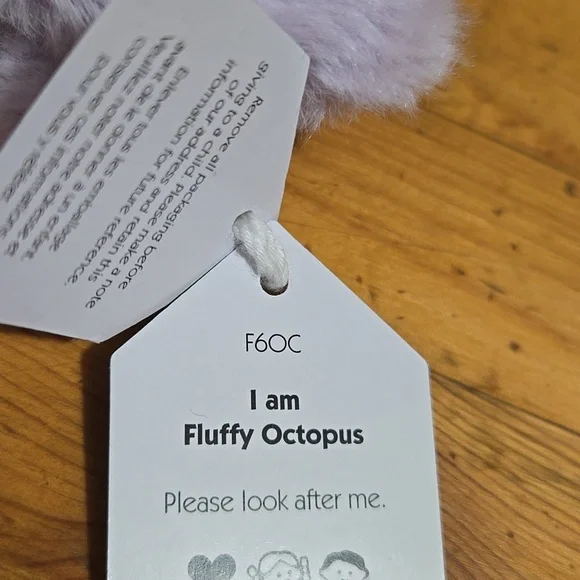 Jellycat Fluffy Octapus 3x4x4" Soft & Plush NWT - Picture 5 of 5